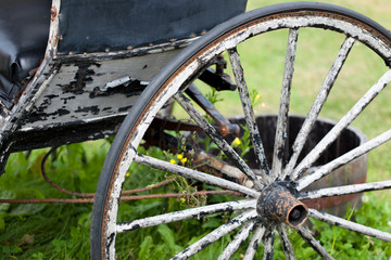 Close-up of an old style stage coach