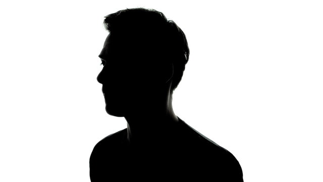Common Young Adult Man Shape in Silhouette with T-Shirt and Rotating 