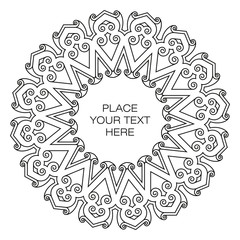 Elegant frame in trendy outline style isolated on white background