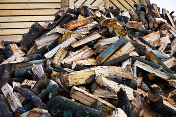 Lots of firewood lying on the street