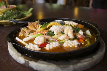 seafood stir fried with Thai herb.