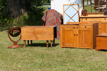 Old furniture for sale at flea market