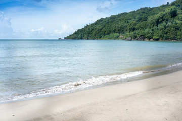 Scenic view of beach against cloudy sky, Trinidad, Trinidad and Tobago