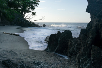 Fototapeta na wymiar Trees on cliff at seashore, Trinidad, Trinidad And Tobago