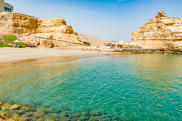 Oman Coast Landscape at Barr Al Jissah in Oman. It is located about 20 km east of Muscat.