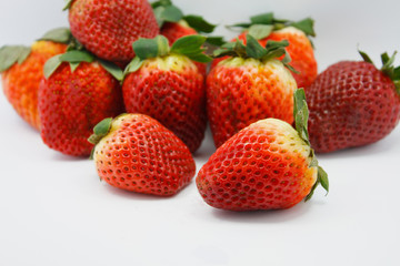 Strawberries on white background
