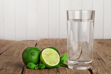 Glass of water with lime and mint