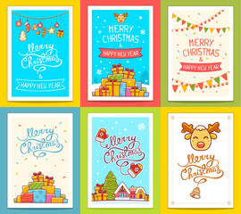 Vector collection of christmas templates with hand written text