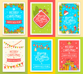 Vector collection of christmas templates with hand written text