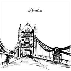 Fototapeta na wymiar Hand drawn London Tower Bridge