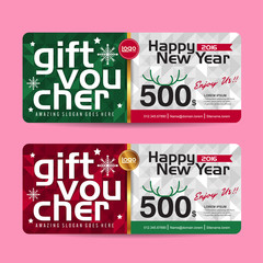 Merry christmas happy new year set of Gift voucher template with christmas colorful pattern,Vector illustration