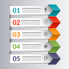 Business infographics design paper arrow template 