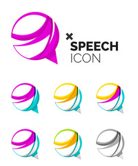 Set of abstract speech bubble and cloud icons, business logotype concepts, clean modern geometric design