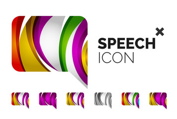 Set of abstract speech bubble and cloud icons, business logotype concepts, clean modern geometric design