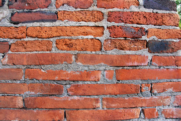 Red bricks wall / Red bricks wall of the ruins (temple) at Ayutthaya, Thailand