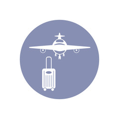 Plane and luggage flat icon design travel and transportation concept in vector
