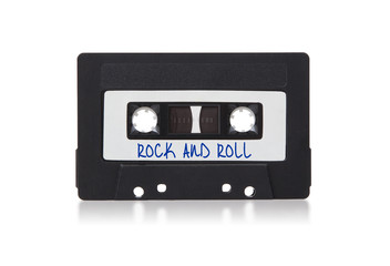 Vintage audio cassette tape, isolated on white background