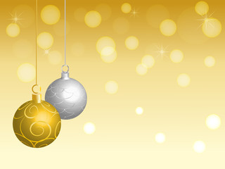 Christmas balls on gold background