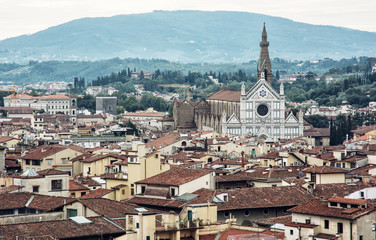 Basilica of Santa Croce and Florence cityscape