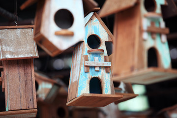 vintage wooden bird house