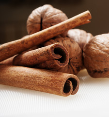 cinnamon and nuts close up