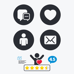 Social media icons. Chat speech bubble and Mail.