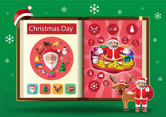 Christmas day set on notebook page vector illustration