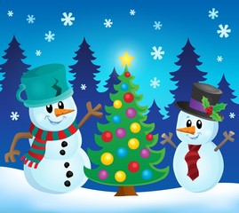 Christmas snowmen theme image 1