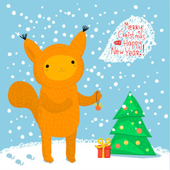 Cute squirrel. Greeting card 