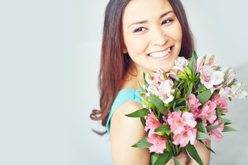 Woman with flowers