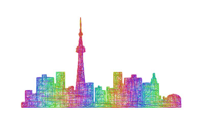 Toronto skyline silhouette - multicolor line art