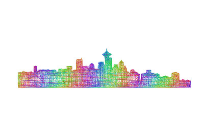 Obraz premium Vancouver skyline silhouette - multicolor line art