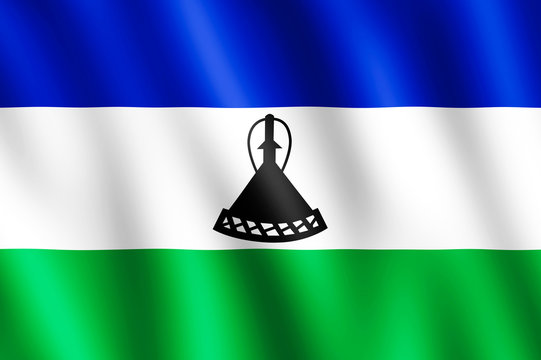 Flag of Lesotho waving in the wind