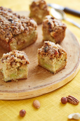 cake with rhubarb and nuts