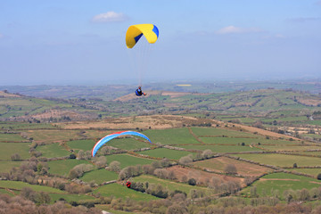 Paragliders over Dartmoor