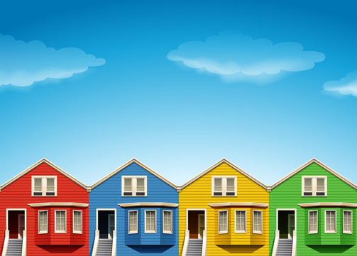 Houses in four colors