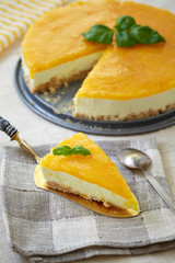 cheesecake with mandarin jam