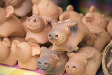 Pottery form an abstract background