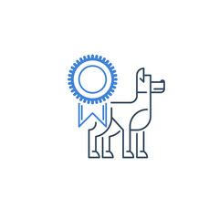 A mark of distinction. Dog competition award. Breeding quality mark.