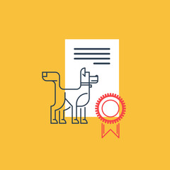 A mark of distinction. Dog competition award. Breeding quality mark.
