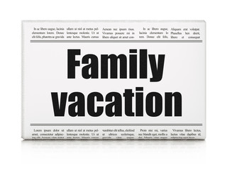 Vacation concept: newspaper headline Family Vacation