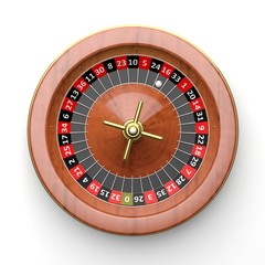 Roulette wheel on white background