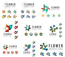 Set of company logotype branding designs, flower blooming concept icons