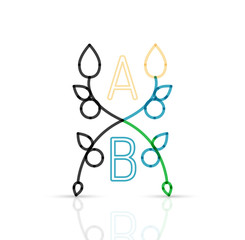 Abstract geometric linear hipster floral icon, frame design, flat style