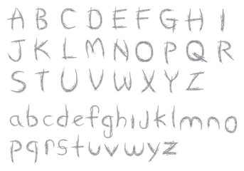 Fototapeta na wymiar Sketchy Crayon Textured Alphabets Vector Font Design