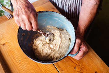 Senior woman baking