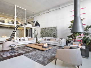 interior view of a modern living room - obrazy, fototapety, plakaty