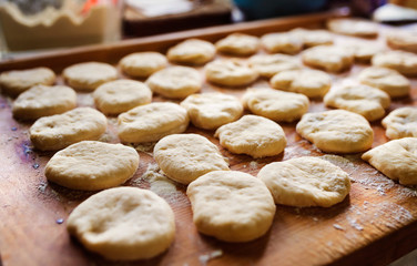 Round unbaked pies