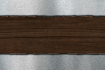 Background with dark wood over brushed metal