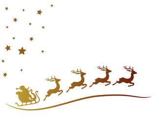 Santa claus with reindeers in snowy landscape-Rentierschlitten mit Nikolaus